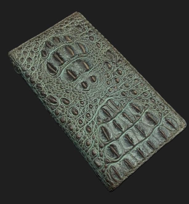 Handmade Green Leather iPhone Wallet Case: Removable Card Slots