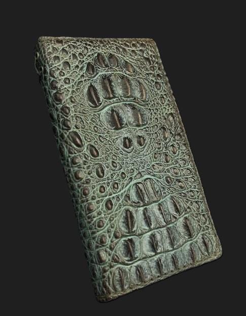 Handmade Green Leather iPhone Wallet Case: Removable Card Slots