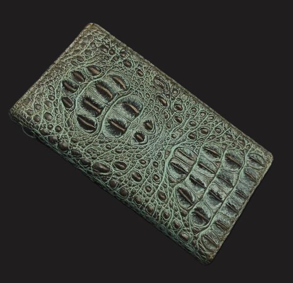 Handmade Green Leather iPhone Wallet Case: Removable Card Slots