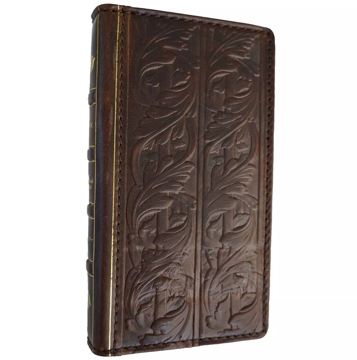 Handmade Leather Art Wallet Case for Galaxy: Book Bible Style Cover