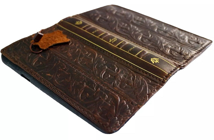 Handmade Leather Art Wallet Case for Galaxy: Book Bible Style Cover