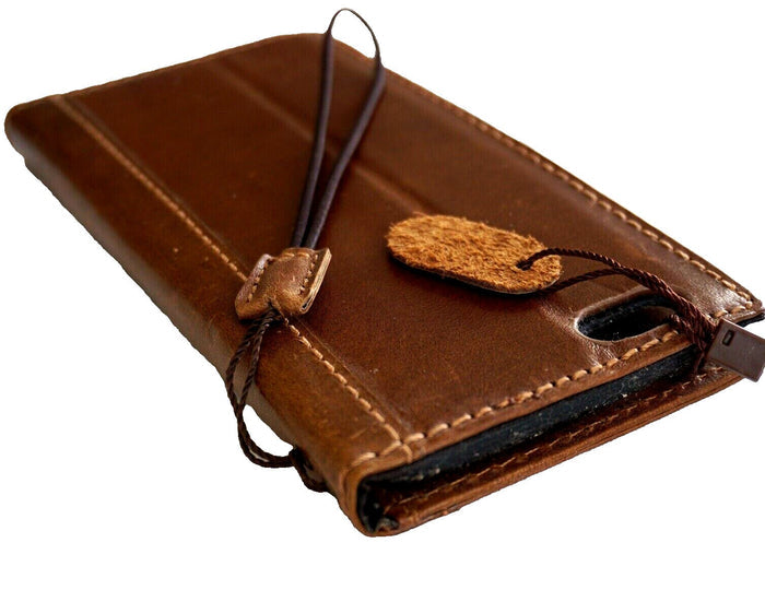 Handmade Leather Art Wallet for Galaxy: Floral Design Card Slots