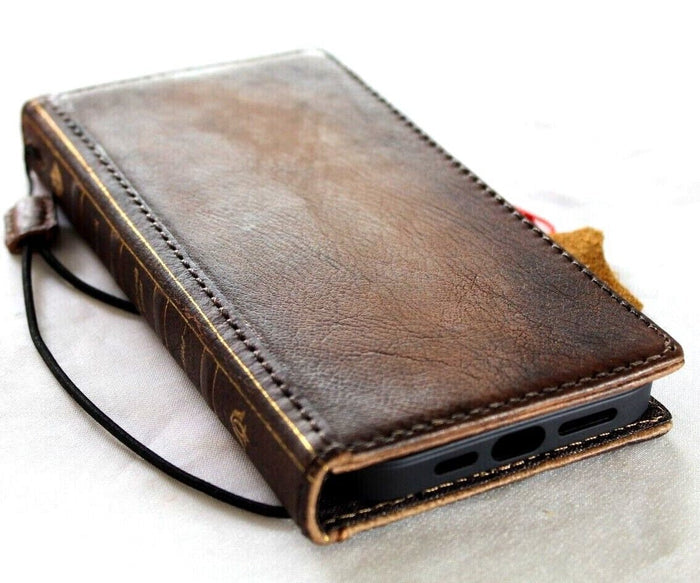 Handmade Leather Book Wallet Case for Galaxy S20 S21 S22 S23 S24 Ultra