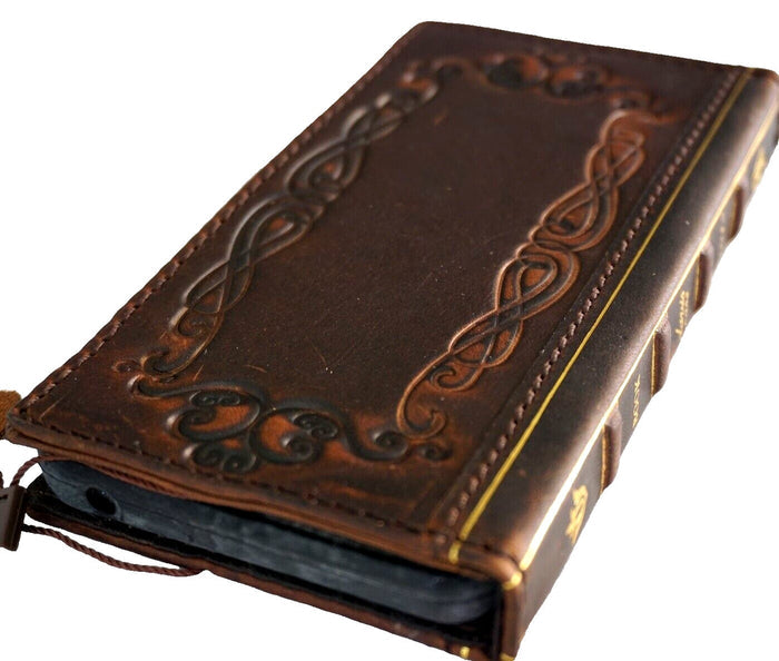 Handmade Leather Book Wallet Case for Galaxy S20 S21 S22 S23 S24 Ultra