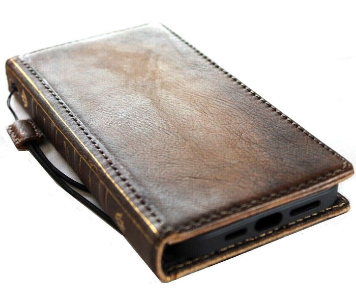 Handmade Leather Book Wallet Case for Galaxy S20 S21 S22 S23 S24 Ultra