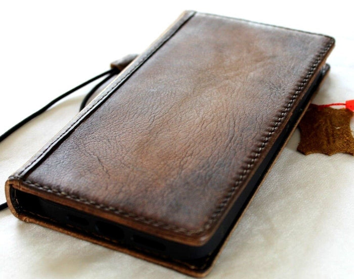 Handmade Leather Book Wallet Case for Galaxy S20 S21 S22 S23 S24 Ultra
