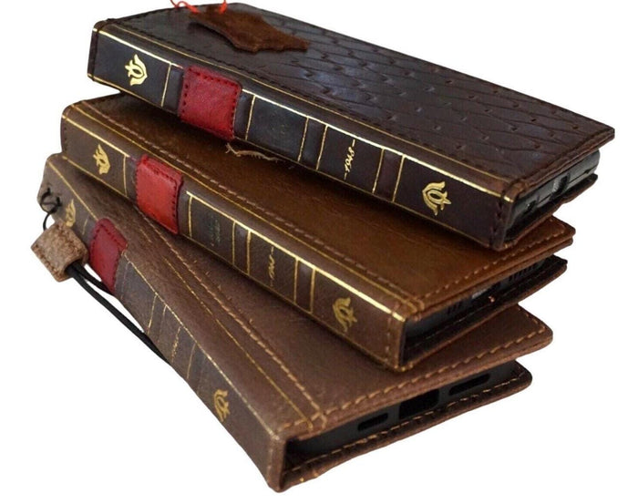 Handmade Leather Book Wallet Case for Galaxy S21 S22 S23 S24 S25 Ultra