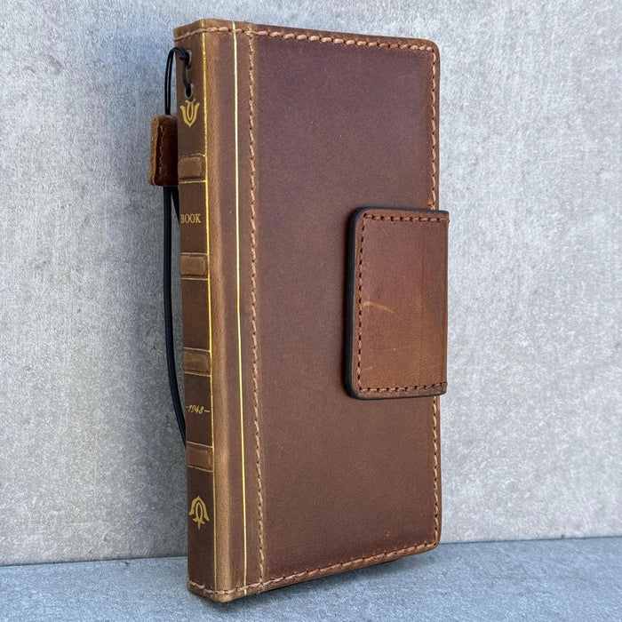Handmade Leather Book Wallet Case for Galaxy S21 S22 S23 S24 S25 Ultra