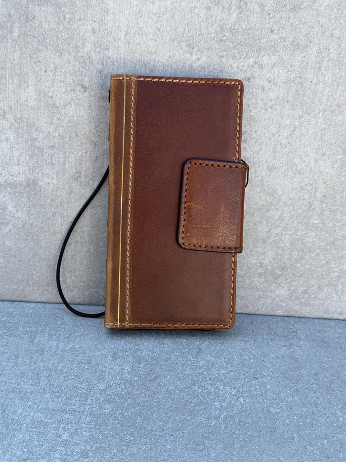 Handmade Leather Book Wallet Case for Galaxy S21 S22 S23 S24 S25 Ultra