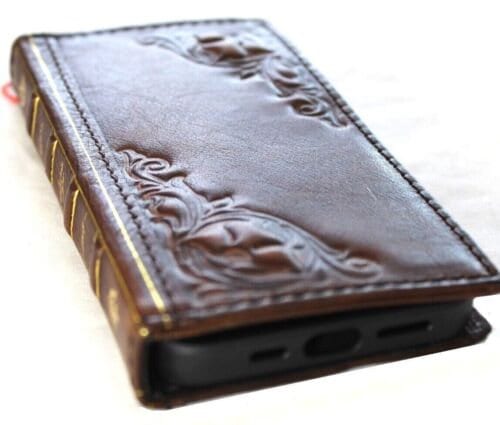 Handmade Leather Book Wallet Case for Galaxy S26 Ultra