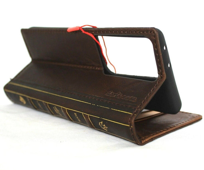 Handmade Leather Book Wallet Case for Galaxy S26 Ultra