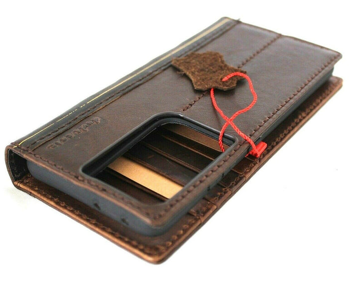 Handmade Leather Book Wallet Case for Galaxy S26 Ultra