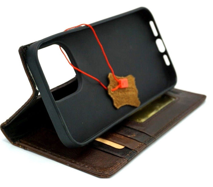Handmade Leather Book Wallet Case for Galaxy S26 Ultra