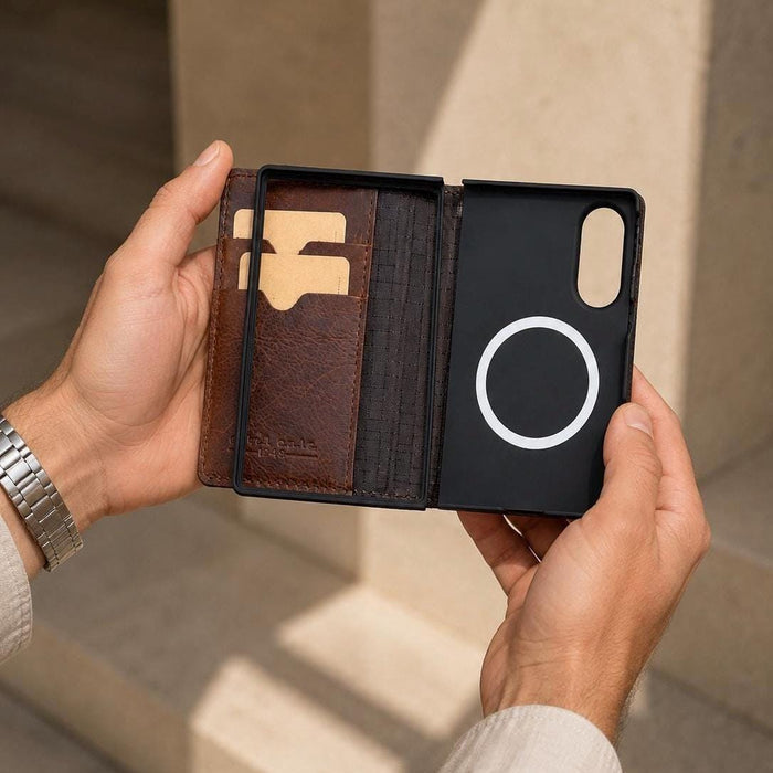 Handmade Leather Book Wallet Case for Galaxy Z Fold 8 8 ultra