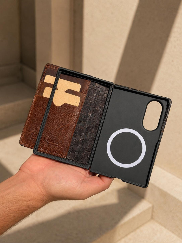 Handmade Leather Book Wallet Case for Galaxy Z Fold 8 8 ultra