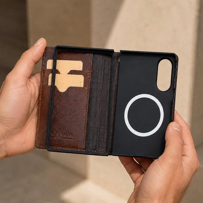 Handmade Leather Book Wallet Case for Galaxy Z Fold 8 8 ultra
