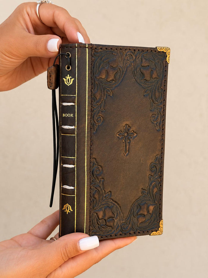 Handmade Leather Book Wallet Case for Galaxy Z Fold
