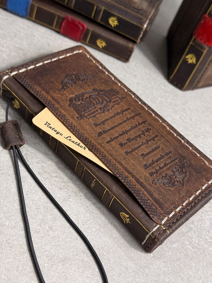 Handmade Leather Book Wallet Case for Galaxy Z Fold