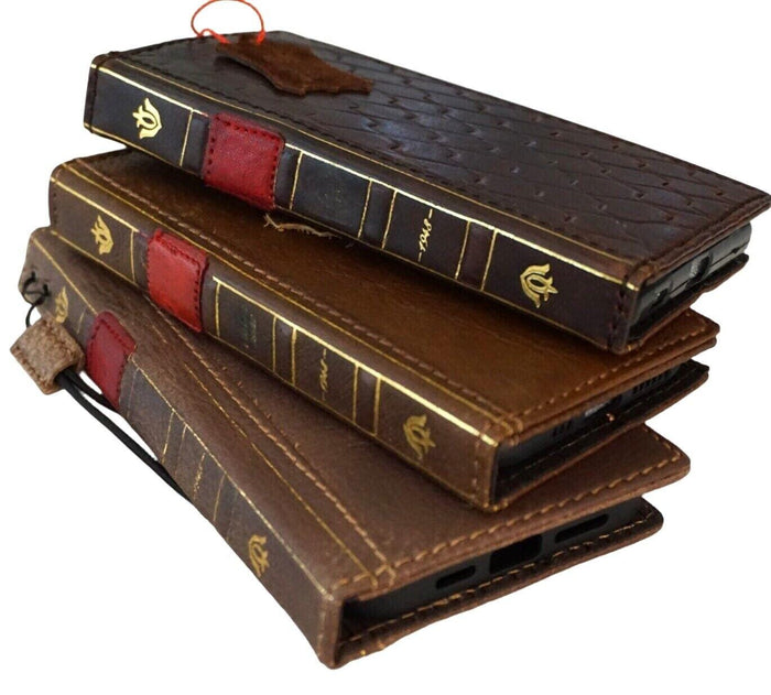 Handmade Leather Book Wallet Case for Google Pixel Fold