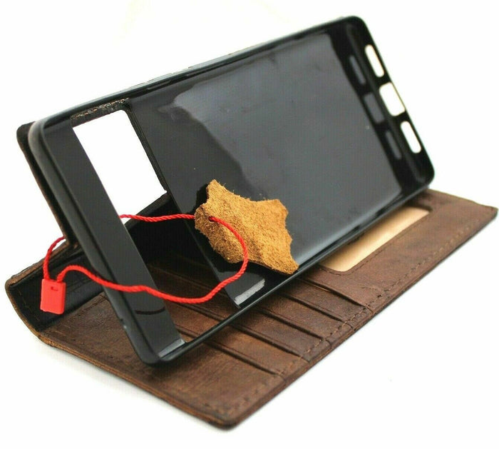Handmade Leather Book Wallet Case for Google Pixel