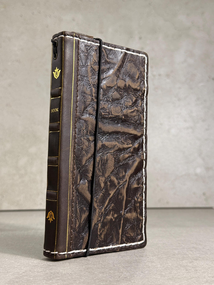 Handmade Leather Book Wallet Case for iPhone: Vintage Style Card Slots