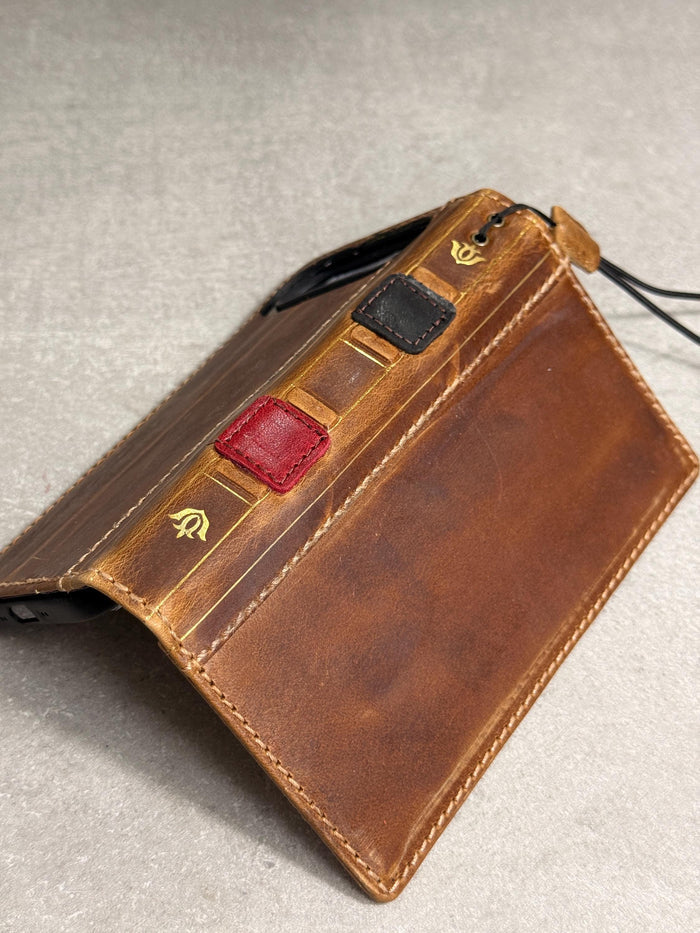 Handmade Leather Book Wallet Case for OnePlus 15 13