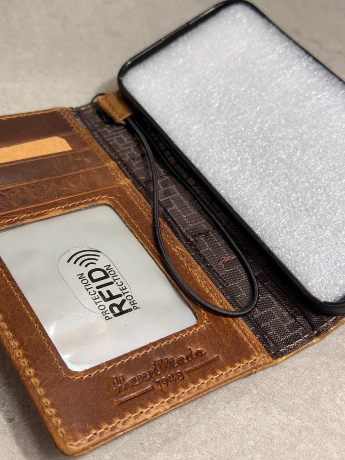 Handmade Leather Book Wallet Case for OnePlus 15 13