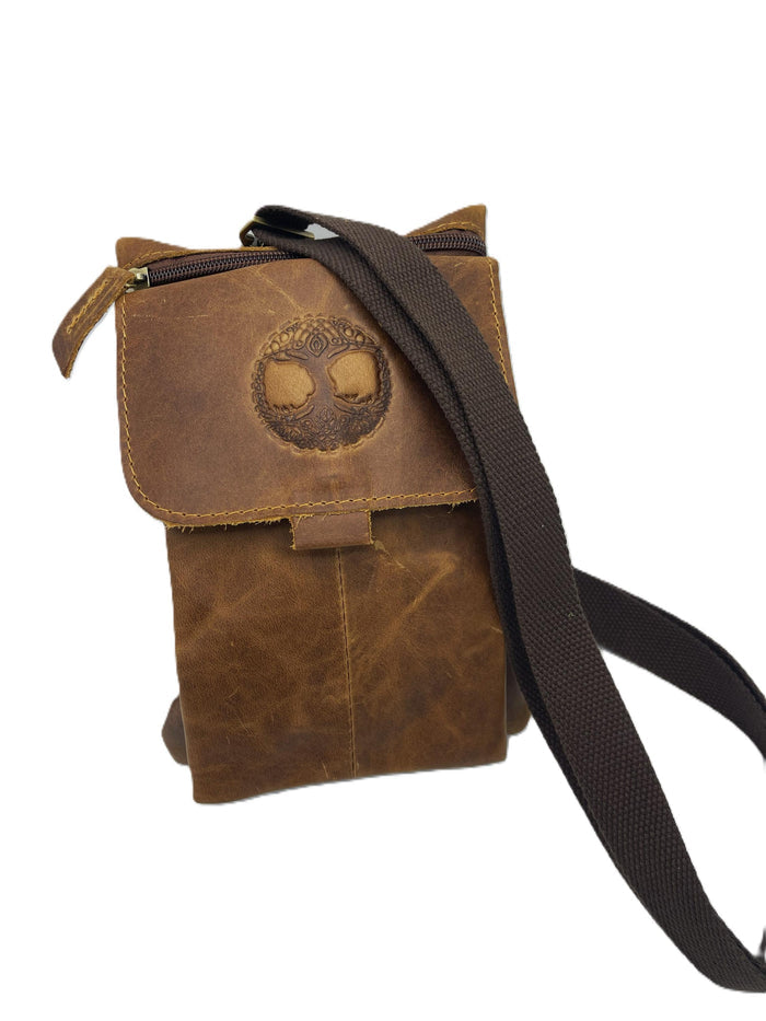 Handmade Leather Crossbody Bag: Vintage Phone Satchel
