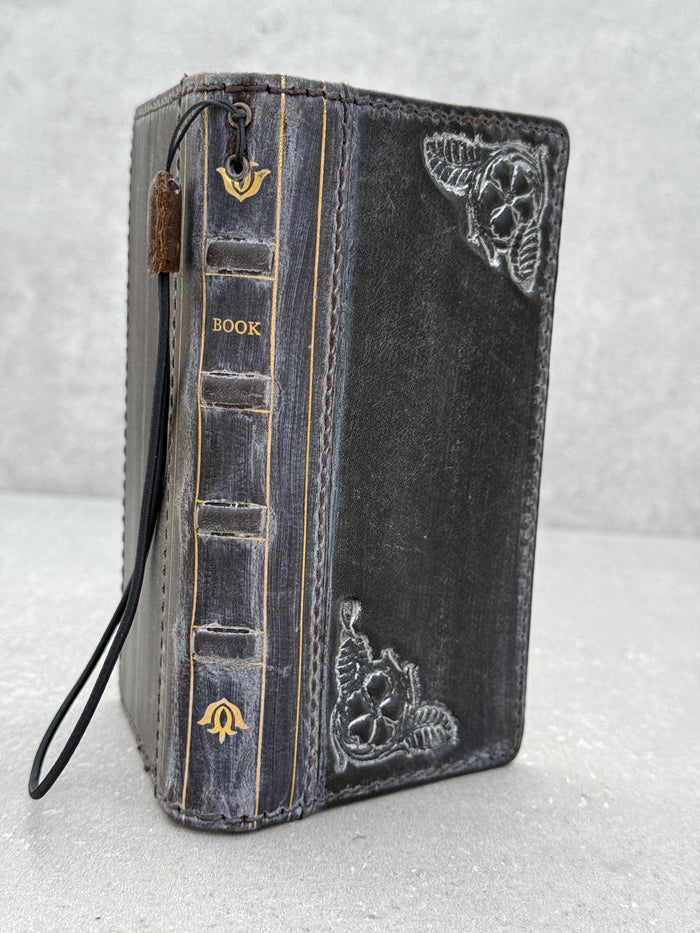 Handmade Leather Galaxy Phone Case: Book Design Wallet with Card Slots