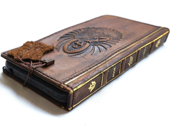 Handmade Leather Galaxy Phone Case: Buddha Art Wallet Book Cover