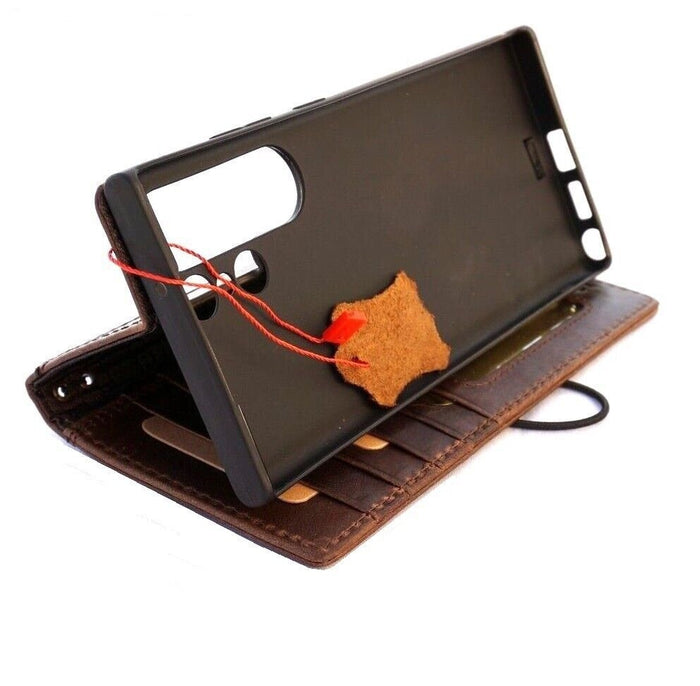 Handmade Leather Galaxy Phone Case: Buddha Art Wallet Book Cover
