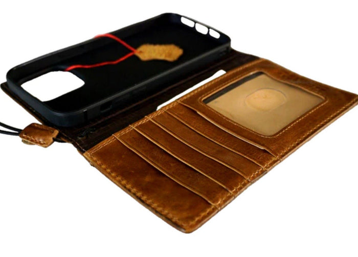 Handmade Leather Galaxy Phone Case: Buddha Art Wallet Book