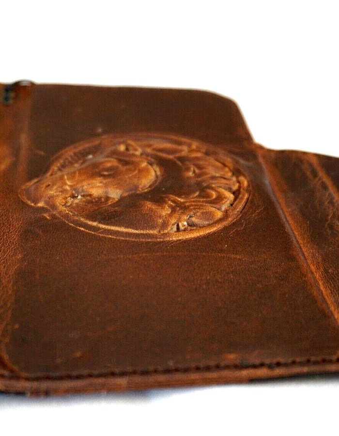 Handmade Leather Galaxy Phone Case: Horse Stamping, Wallet Card Slots