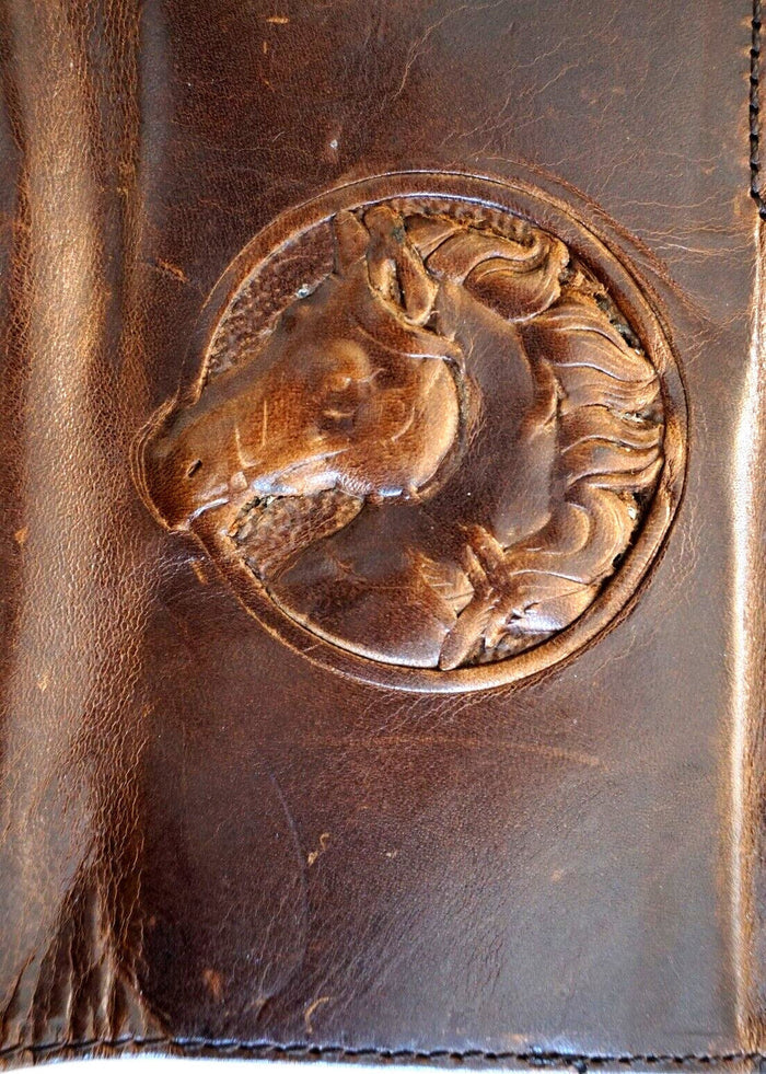 Handmade Leather Galaxy Phone Case: Horse Stamping, Wallet Card Slots