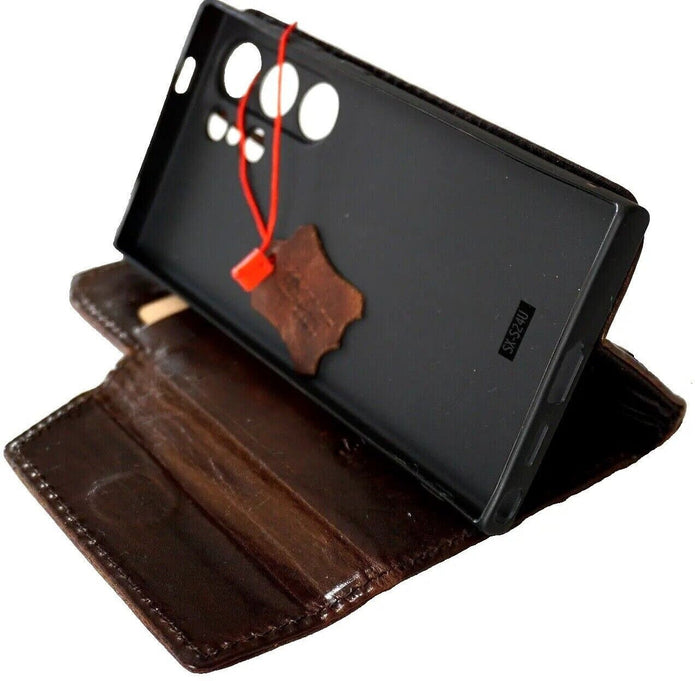 Handmade Leather Galaxy Phone Case: Horse Stamping, Wallet Card Slots