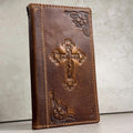 Handmade Leather Galaxy Phone Case: Jesus Cross Wallet, Wireless Charge