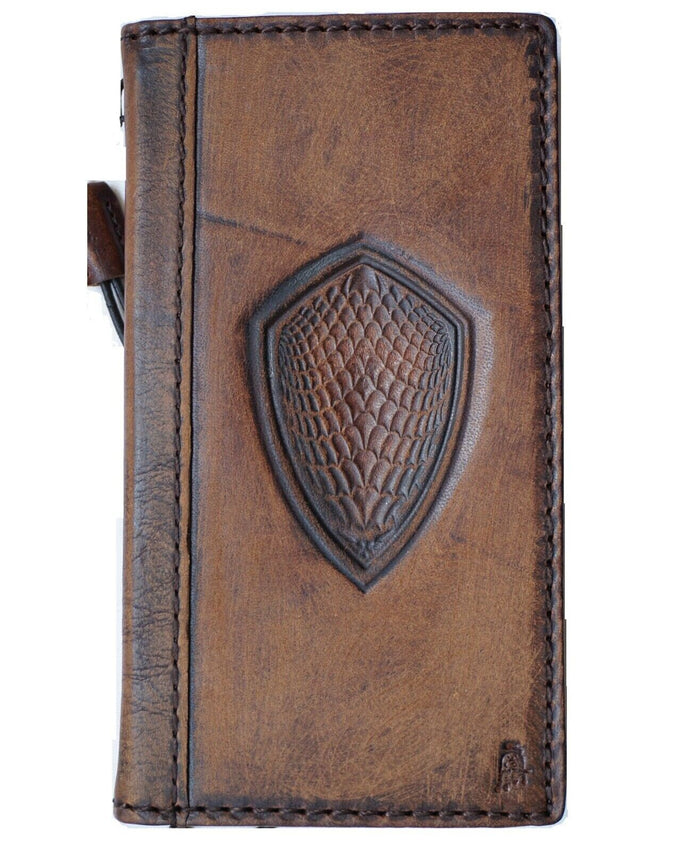 Handmade Leather Galaxy Phone Case: Shield Stamped Wallet