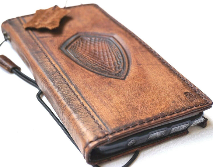 Handmade Leather Galaxy Phone Case: Shield Stamped Wallet