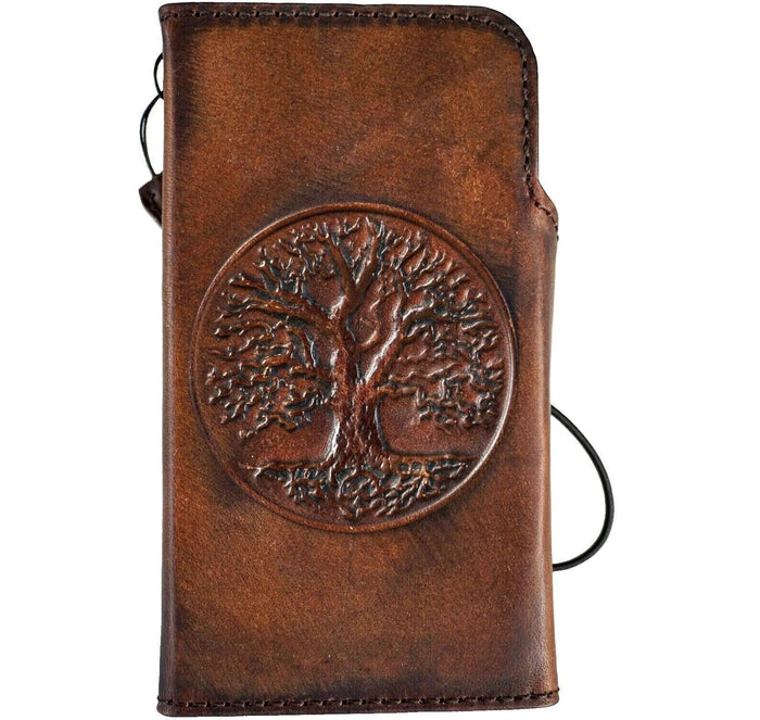 Handmade Leather Galaxy Phone Case: Tree Of Life Wallet Book