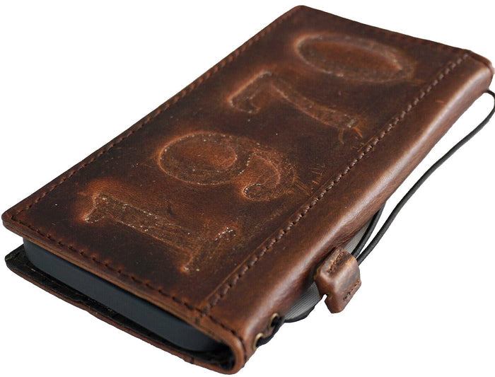 Handmade Leather Galaxy Phone Case: Vintage 1970 Embossed Wallet