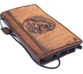 Handmade Leather Galaxy Phone Case: Wolf Stamping, Wallet Design