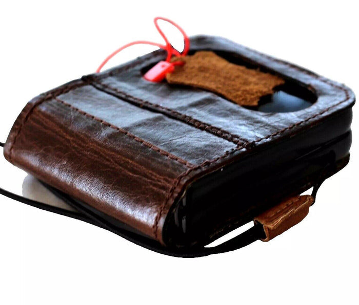 Handmade Leather Galaxy Z Flip Wallet Case: Zigzag Stitch