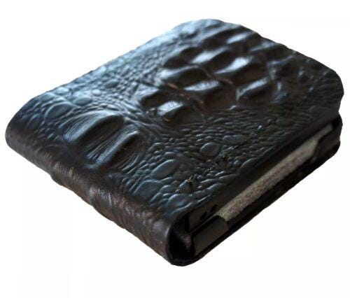 Handmade Leather Galaxy Z Flip Wallet Cover: Crocodile Design