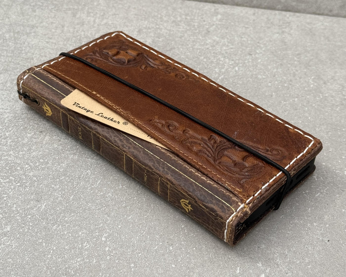 Handmade Leather Galaxy Z Fold Wallet Case: Art Book Style Cover