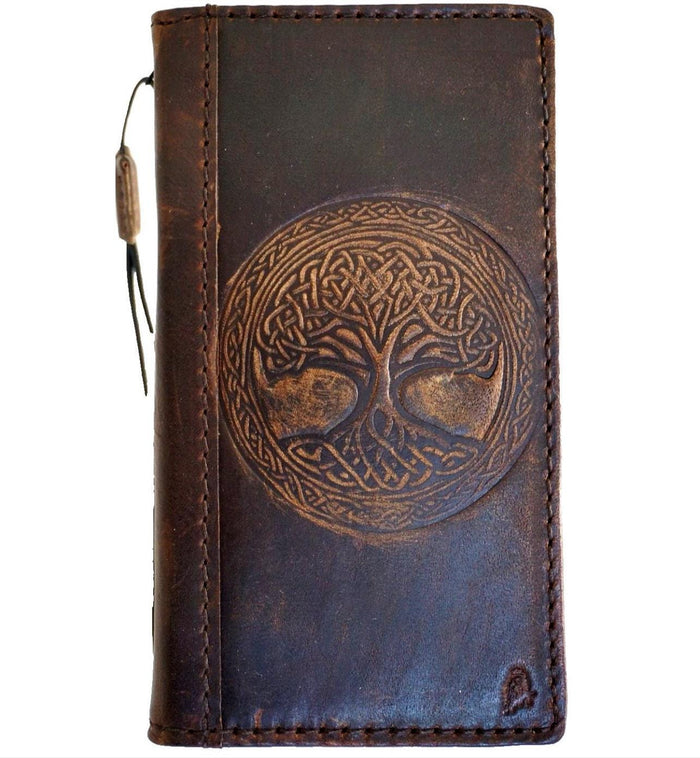 Handmade Leather Galaxy Z Fold Wallet Case: Art Cross Design