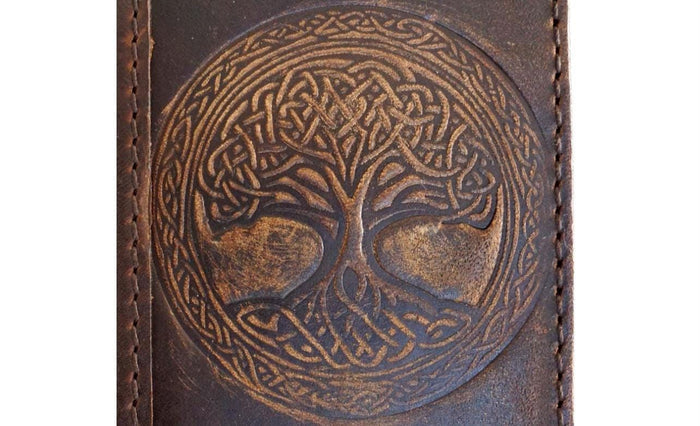 Handmade Leather Galaxy Z Fold Wallet Case: Art Cross Design