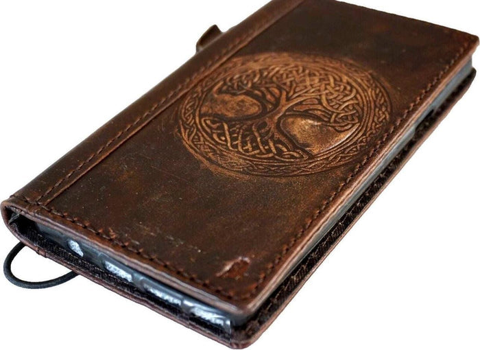 Handmade Leather Galaxy Z Fold Wallet Case: Art Cross Design