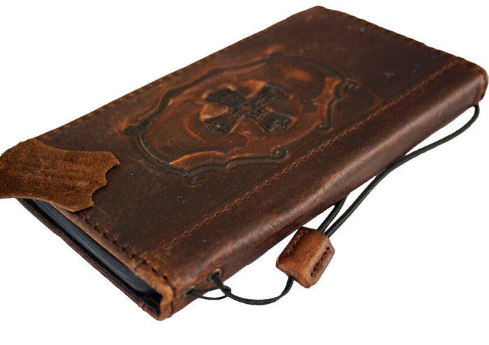 Handmade Leather Galaxy Z Fold Wallet Case: Art Cross Design
