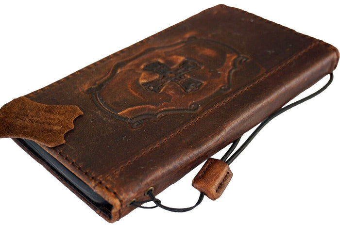 Handmade Leather Galaxy Z Fold Wallet Case: Art Cross Design