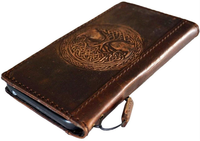 Handmade Leather Galaxy Z Fold Wallet Case: Art Cross Design